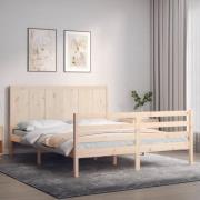 vidaXL Sängram med huvudgavel 160x200 cm massivt trä