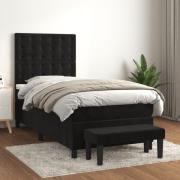 vidaXL Ramsäng med madrass svart 100x200 cm sammet