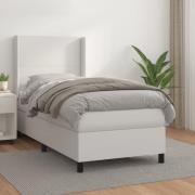 vidaXL Ramsäng med madrass vit 100x200 cm konstläder