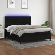 vidaXL Ramsäng med madrass & LED svart 180x200 cm tyg