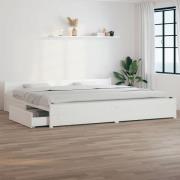 vidaXL Sängram med lådor vit 200x200 cm