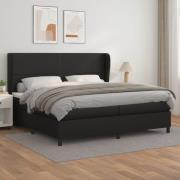 vidaXL Ramsäng med madrass svart 200x200 cm konstläder