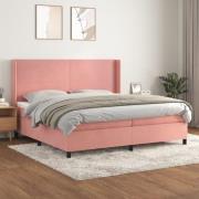 vidaXL Ramsäng med madrass rosa 200x200 cm sammet
