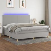 vidaXL Ramsäng med madrass & LED ljusgrå 200x200 cm tyg