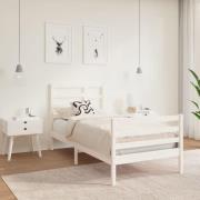 vidaXL Sängram vit massivt trä 90x190 cm