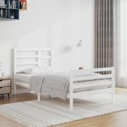 vidaXL Sängram vit massivt trä 100x200 cm