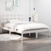 vidaXL Sängram vit massivt trä 140x190 cm