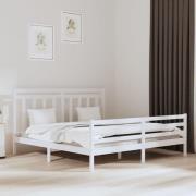 vidaXL Sängram vit massivt trä 200x200 cm