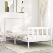 vidaXL Sängram utan madrass vit 90x200 cm massiv furu