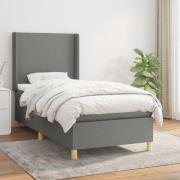 vidaXL Ramsäng med madrass mörkgrå 90x200 cm tyg