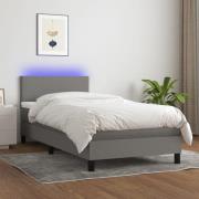 vidaXL Ramsäng med madrass & LED mörkgrå 80x200 cm tyg