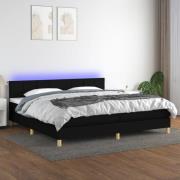 vidaXL Ramsäng med madrass & LED svart 200x200 cm tyg