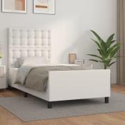 vidaXL Sängram med huvudgavel vit 80x200 cm konstläder