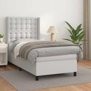 vidaXL Ramsäng med madrass vit 90x190 cm konstläder