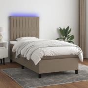 vidaXL Ramsäng med madrass & LED taupe 100x200 cm tyg