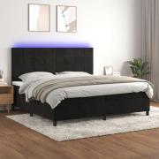 vidaXL Ramsäng med madrass & LED svart 200x200 cm sammet