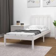 vidaXL Sängram vit massiv furu 90x200 cm