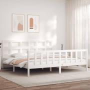 vidaXL Sängram utan madrass vit 200x200 cm massiv furu