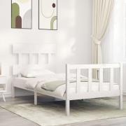 vidaXL Sängram utan madrass vit 90x200 cm massiv furu
