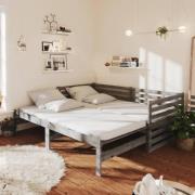vidaXL Dagbädd grå massiv furu 2x(90x200) cm