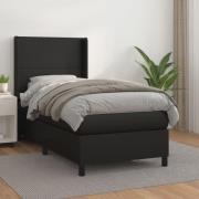 vidaXL Ramsäng med madrass svart 90x200 cm konstläder