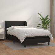 vidaXL Ramsäng med madrass svart 90x200 cm konstläder