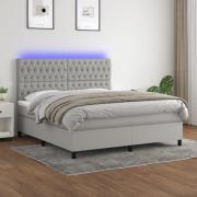vidaXL Ramsäng med madrass & LED ljusgrå 180x200 cm tyg