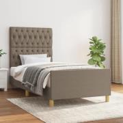 vidaXL Sängram utan madrass taupe 100x200 cm tyg