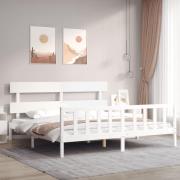 vidaXL Sängram utan madrass vit 200x200 cm massiv furu