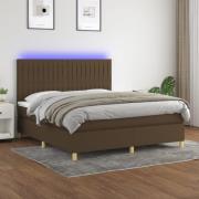 vidaXL Ramsäng med madrass & LED mörkbrun 180x200 cm tyg