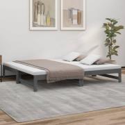 vidaXL Utdragbar dagbädd grå 2x(90x190) cm massiv furu