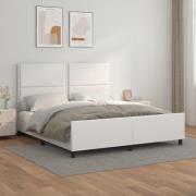 vidaXL Sängram med huvudgavel vit 180x200 cm konstläder