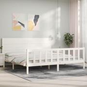 vidaXL Sängram utan madrass vit 200x200 cm massiv furu