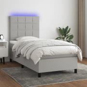 vidaXL Ramsäng med madrass & LED ljusgrå 100x200 cm tyg