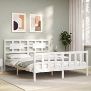 vidaXL Sängram utan madrass vit 160x200 cm massiv furu