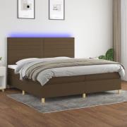 vidaXL Ramsäng med madrass & LED mörkbrun 200x200 cm tyg