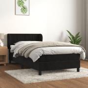 vidaXL Ramsäng med madrass svart 90x200 cm sammet