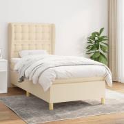 vidaXL Ramsäng med madrass gräddvit 90x190 cm tyg