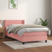 vidaXL Ramsäng med madrass rosa 80x200 cm sammet