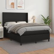 vidaXL Ramsäng med madrass svart 140x190 cm konstläder
