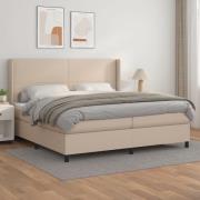 vidaXL Ramsäng med bäddmadrass cappuccino 200x200 cm konstläder