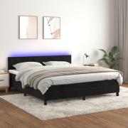 vidaXL Ramsäng med madrass & LED svart 160x200 cm sammet
