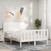 vidaXL Sängram utan madrass vit 140x200 cm massiv furu