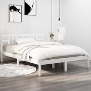 vidaXL Sängram vit massivt trä 140x190 cm