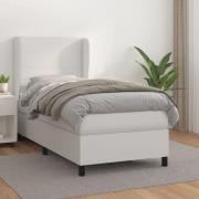 vidaXL Ramsäng med madrass vit 90x200 cm konstläder