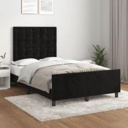 vidaXL Sängram utan madrass svart 120x200 cm sammet