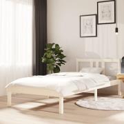 vidaXL Sängram vit massivt trä 90x200 cm