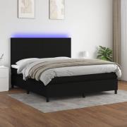 vidaXL Ramsäng med madrass & LED svart 180x200 cm tyg
