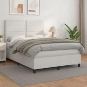 vidaXL Ramsäng med madrass vit 140x190 cm konstläder