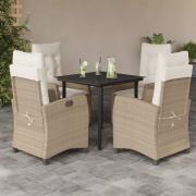 vidaXL Matgrupp för trädgården med dynor 5 delar beige konstrotting